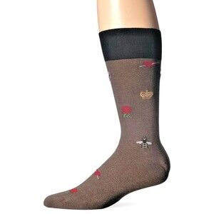 Punto Mens Dress Socks Bees Roses Crowns Skulls Egyptian Cotton Italian Brown